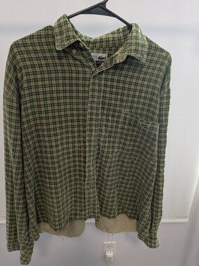 Men's Lacoste Shirt Green Checkered Long Sleeve Shirt